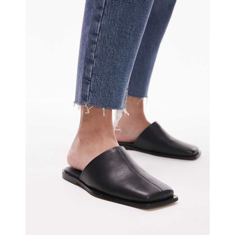 Closed toe cheap flat mules