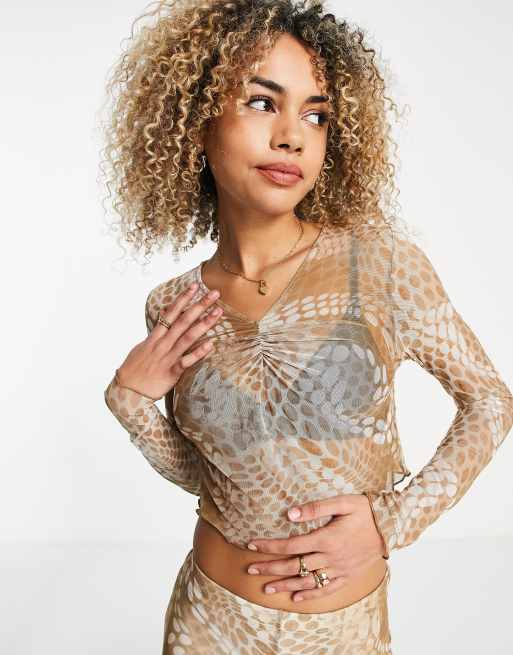 Topshop – Cielisty top z rozmytym zwierzęcym wzorem