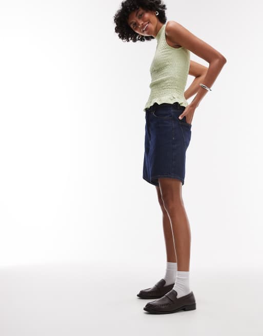 Topshop – Ciemnoniebieskie jeansowe luźne jortsy, 2 z 5