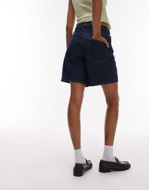 Topshop – Ciemnoniebieskie jeansowe luźne jortsy, 5 z 5