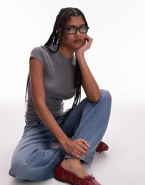 Topshop – Ciemnoszary T-shirt na codzień - view 1