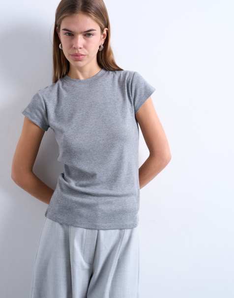 Topshop – Ciemnoszary T-shirt na codzień - view 1