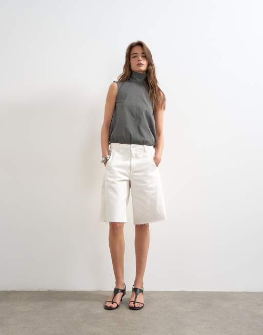 Topshop – Ciemnoszary top z golfem i troczkami u dołu, 3 z 4