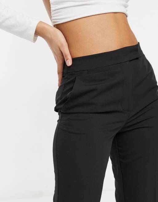 Lioness low rise tailored contrast waistband pants in black