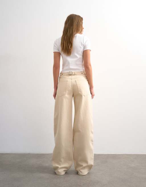 Topshop – Cinch – Beige, avslappnade jeans med låg midja, 3 av 7