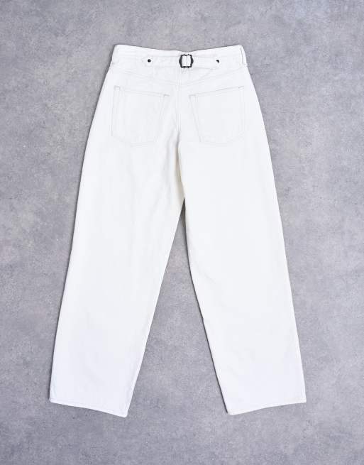 Topshop – Cinch – Białe zbierane z tyłu jeansy o luźnym kroju z niskim stanem, 7 z 7