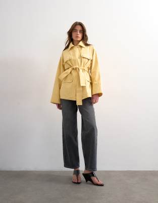 Topshop - Cinch - Jean décontracté à taille basse - Gris
