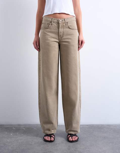 Topshop - Cinch - Jeans comodi a vita bassa color caffellatte - view 1