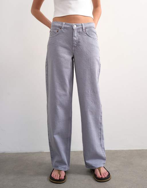 Topshop - Cinch - Jeans comodi a vita bassa lilla con cinturino, 2 di 7