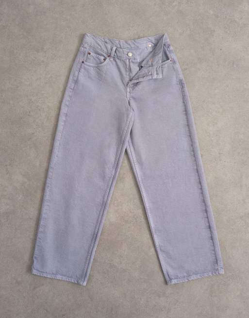 Topshop - Cinch - Jeans comodi a vita bassa lilla con cinturino, 6 di 7