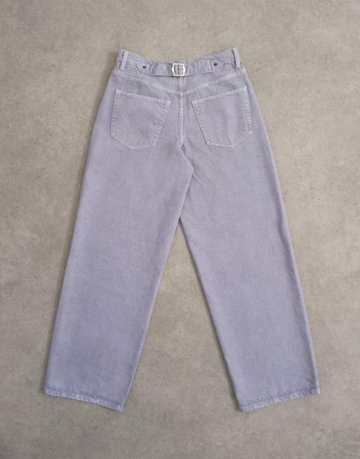 Topshop - Cinch - Jeans comodi a vita bassa lilla con cinturino, 7 di 7