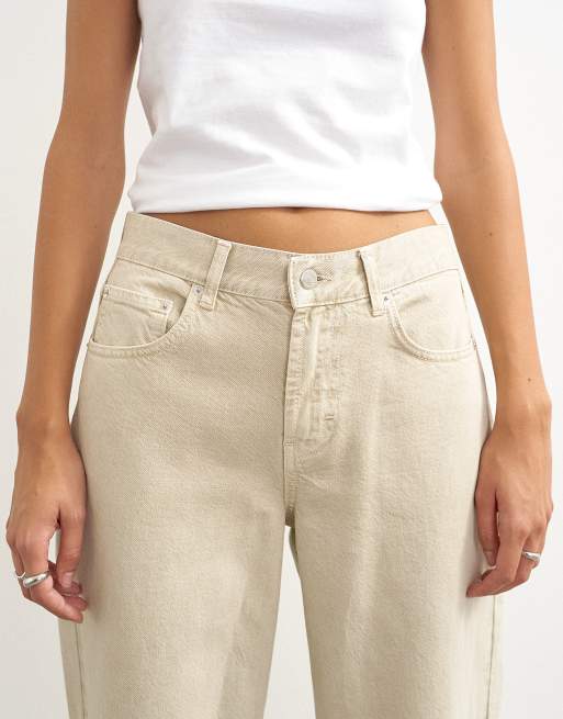 Topshop Cinch jeans met lage taille en relaxed fit in oat, 3 van 5