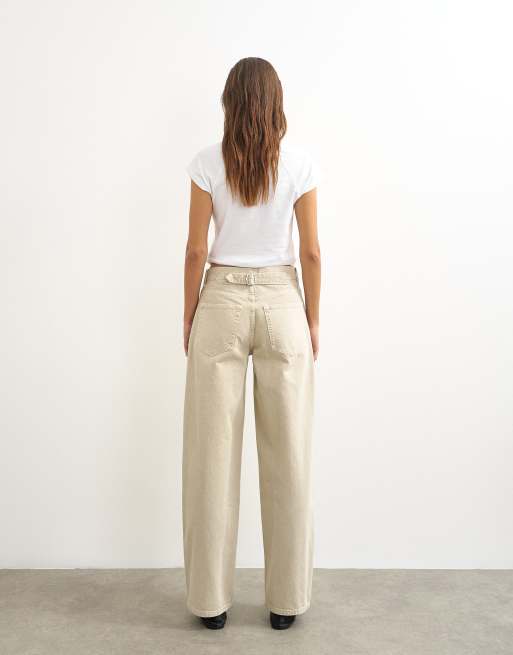 Topshop Cinch jeans met lage taille en relaxed fit in oat, 5 van 5