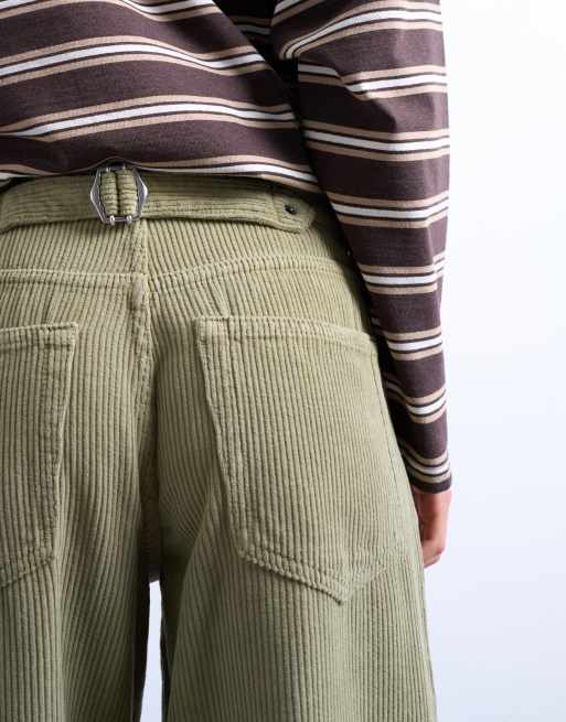 Topshop - Cinch - Jeans met lage taille in groen corduroy, 4 van 7