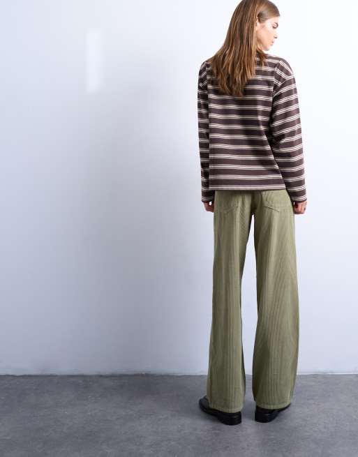 Topshop - Cinch - Jeans met lage taille in groen corduroy, 5 van 7