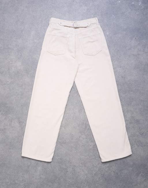 Topshop - Cinch - Jeans met lage taille in parelwit corduroy, 7 van 7
