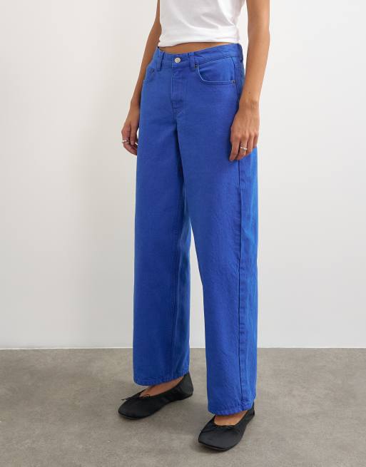 Topshop Cinch lavtaljede relaxed jeans i stærk blå, 4 af 5
