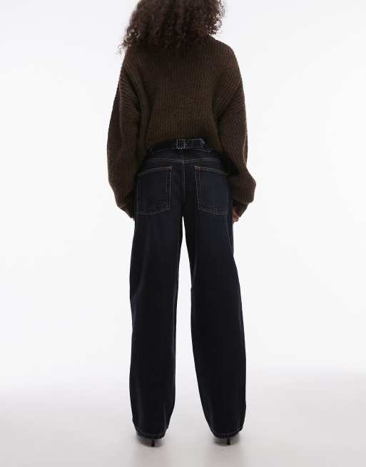 Topshop Cinch low rise jeans relaxed in inky black 