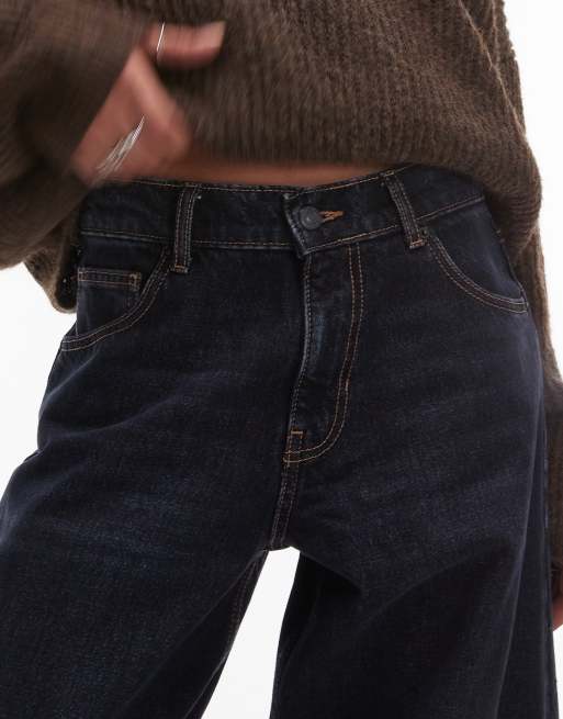 Topshop Cinch low rise jeans relaxed in inky black 