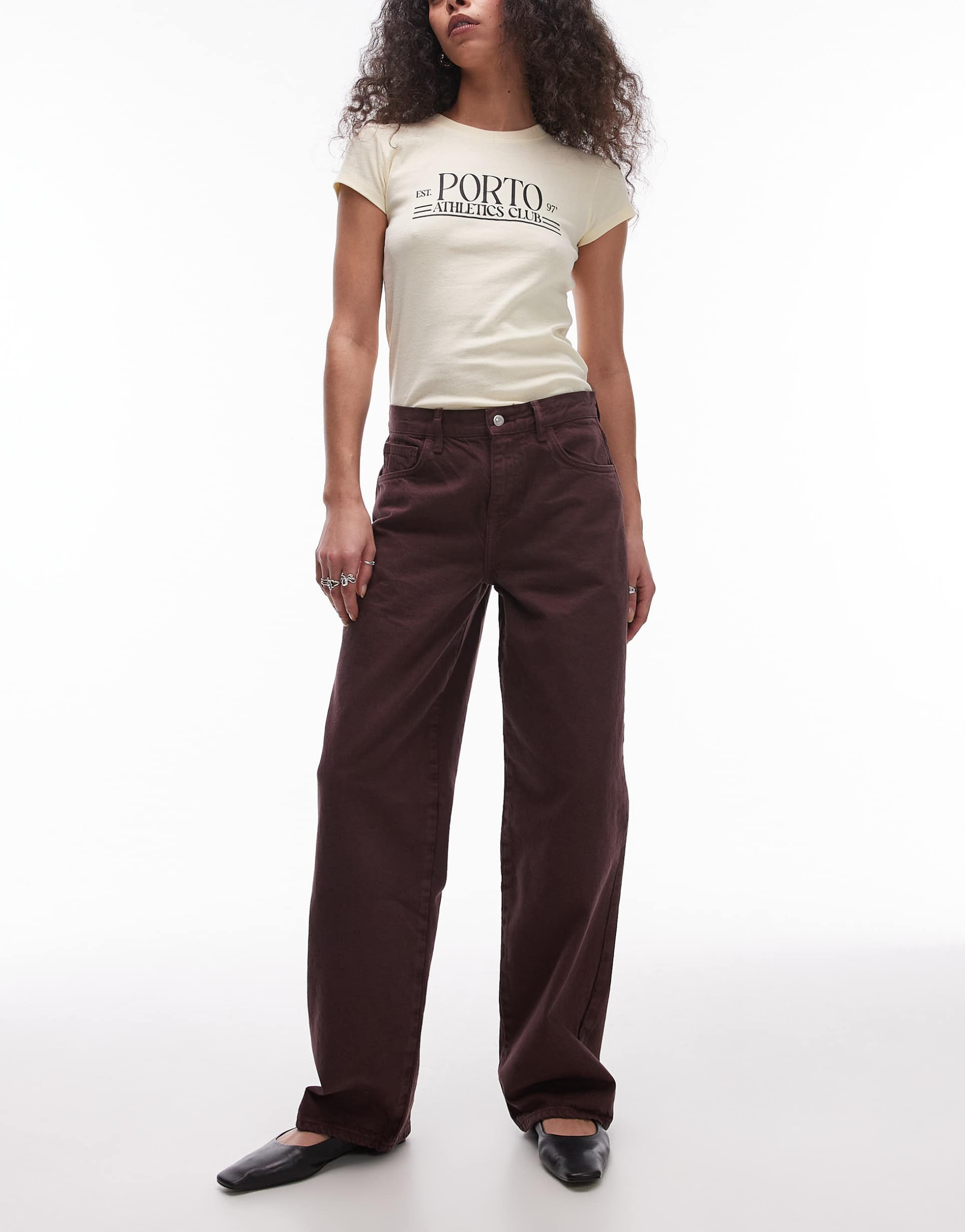 topshop cinch low rise relaxed fit jean in brown