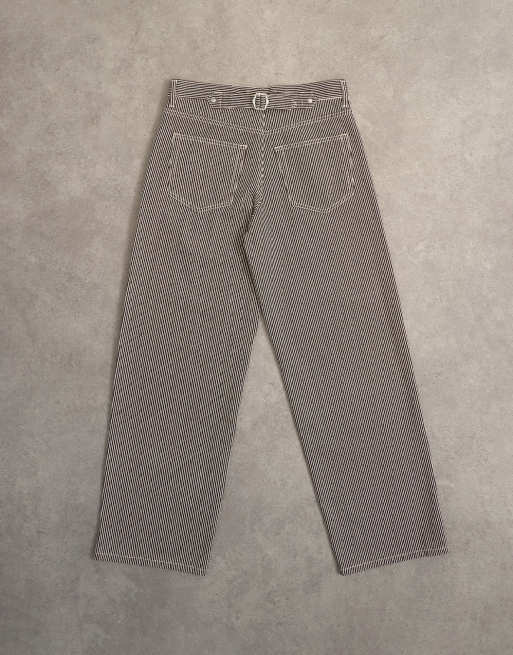 Topshop Cinch low rise relaxed fit jean in choc stripe, 8 of 8