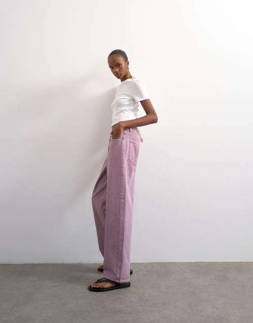 Topshop Cinch low rise relaxed fit jean in purple, 4 of 7
