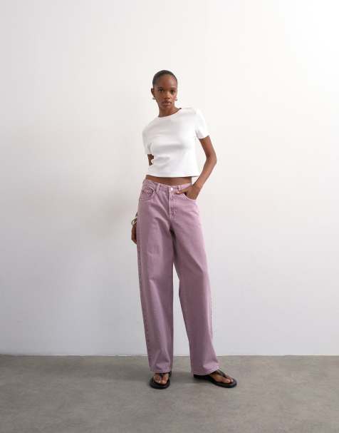 Topshop Cinch low rise relaxed fit jeans in purple - view 1