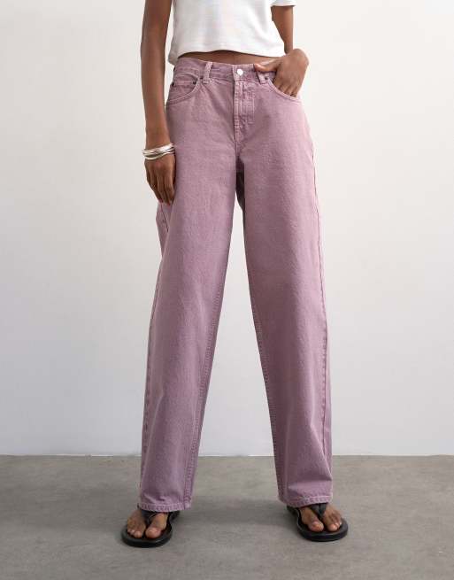Topshop Cinch low rise relaxed fit jeans in purple, 2 of 7