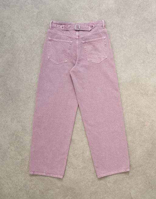 Topshop Cinch low rise relaxed fit jeans in purple, 7 of 7