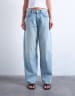 Topshop Cinch low rise relaxed jeans in latte