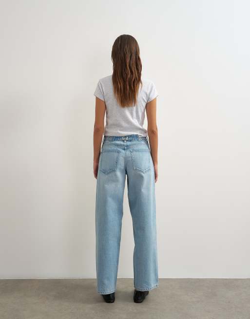 Topshop Cinch low rise relaxed jean in bleach, 5 of 5
