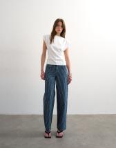 Topshop Cinch low rise relaxed jean in blue stripe