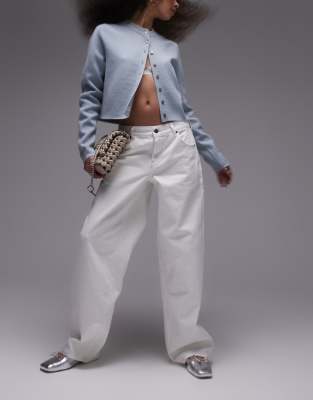Topshop Cinch low rise relaxed jean in off white φωτογραφία