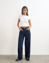 Topshop Cinch low rise relaxed jean in rinse indigo