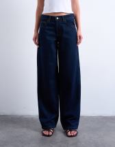 Topshop Cinch low rise relaxed jean in rinse indigo