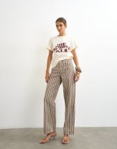 Topshop Cinch low rise relaxed jean in tobacco and colbalt stripe