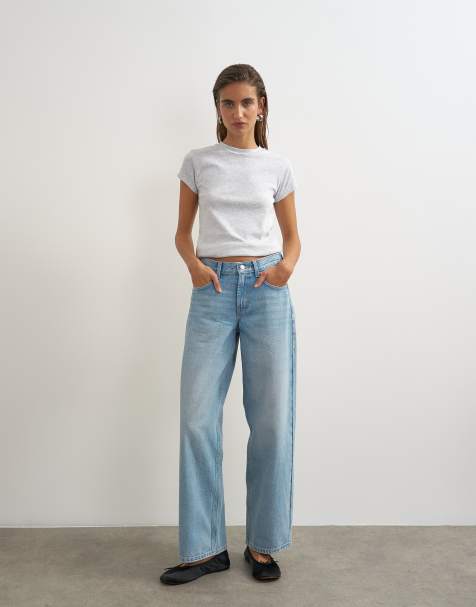 Topshop Cinch low rise relaxed jeans in bleach - view 1