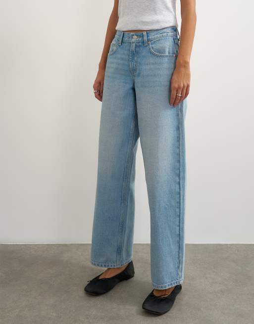 Topshop Cinch low rise relaxed jeans in bleach, 4 of 5