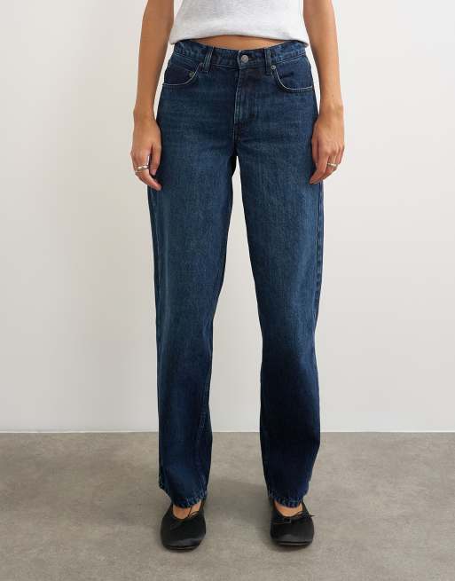 Topshop Cinch low rise relaxed jeans in blue black, 2 of 5