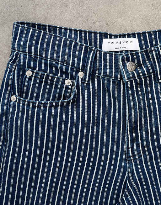 Topshop cinch low rise relaxed jeans in blue stripe, 5 of 7