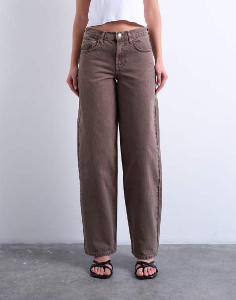 Topshop Cinch low rise relaxed jeans in otter - view 1