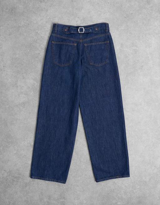 Topshop low rise Cinch back jeans in raw indigo