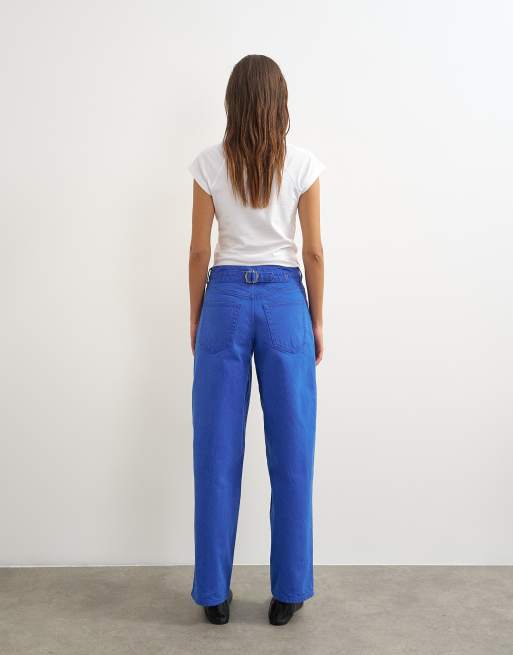Topshop cinch low-rise relaxed jeans in sterk blauw, 5 van 5
