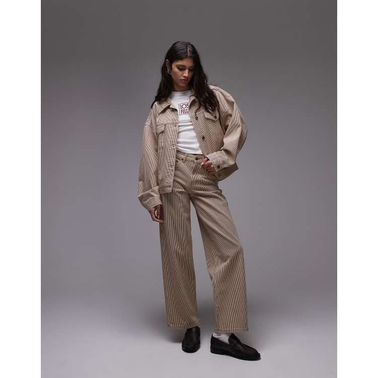 ♡popo♡ Topshop cinch low rise relaxed jeans in tan stripe | ASOS