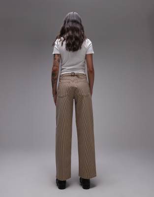 Topshop Cinch Low Rise Relaxed Jeans In Brown