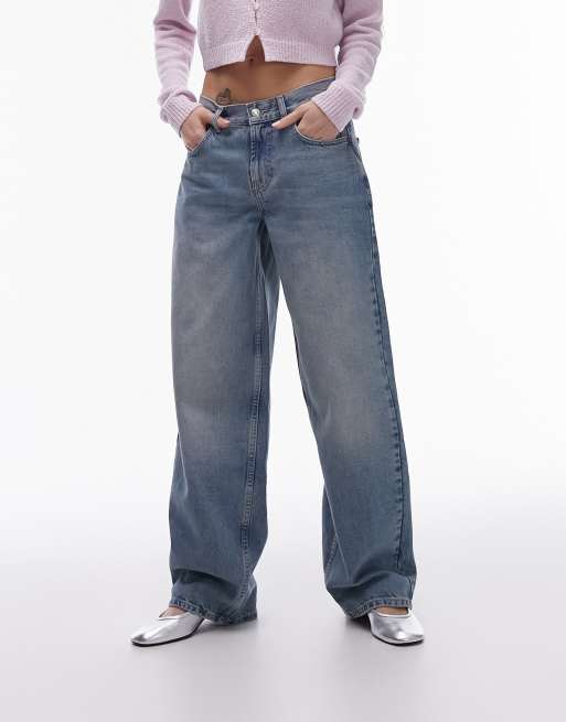 Topshop Cinch low rise relaxed jeans in vintage bleach , 3 of 5