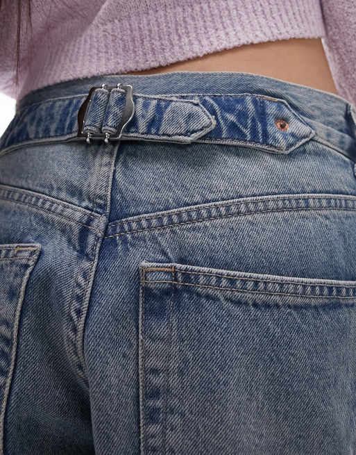 Topshop Cinch low rise relaxed jeans in vintage bleach , 4 of 5