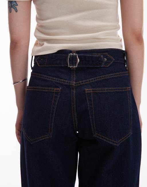 Topshop Cinch Petite – Luźne jeansy z niskim stanem w kolorze indygo , 4 z 5