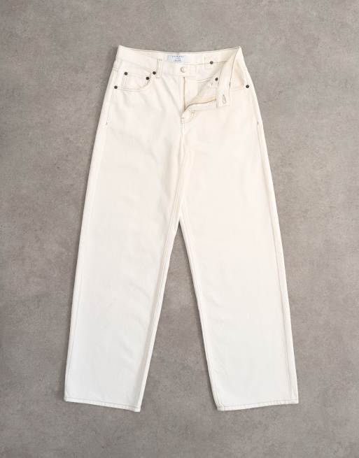 Topshop - Cinch - Ruimvallende jeans met lage taille in gebroken wit, 6 van 7
