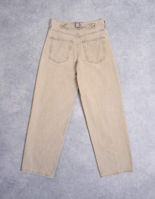 Topshop - Cinch - Ruimvallende jeans met lage taille in latte, 7 van 7